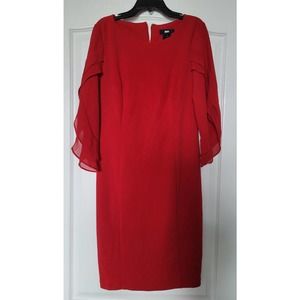 DKNY Womens Long Sleeve Cascading Ruffle Business Wear to Work Dress Size 6